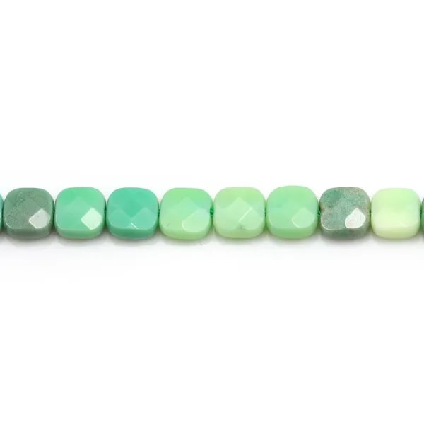 Agate d'herbe verte carré facette 6mm x 4 pcs