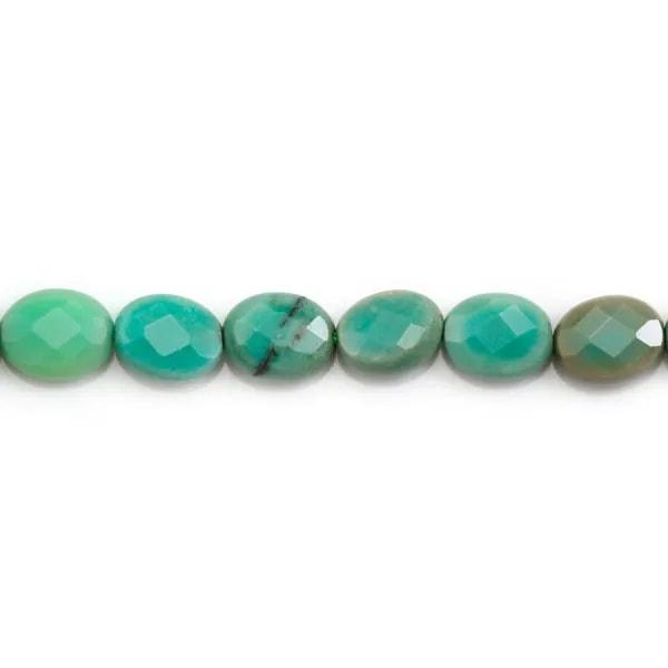 Agate d'herbe ovale facetté sur fil 6x8mm x 40cm