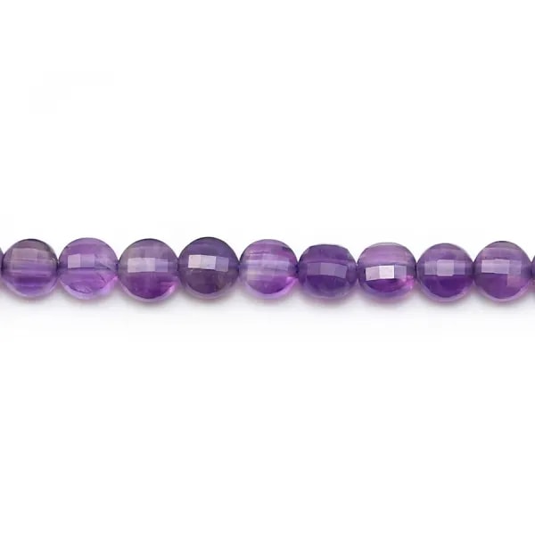 Amethyste violette, de forme ronde plate facetté, 4.5mm x 39cm