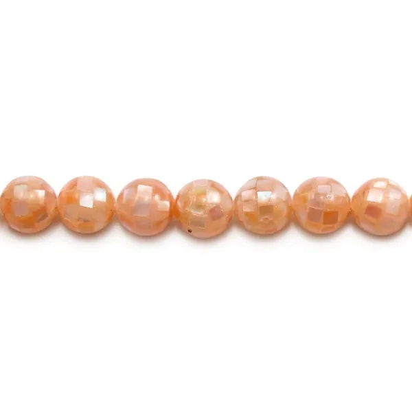 Nacre rose en boule sur fil 8mm x 40cm