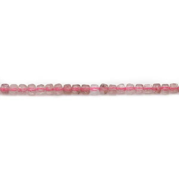 Quartz fraise en forme de cube facette 2mm x 40cm