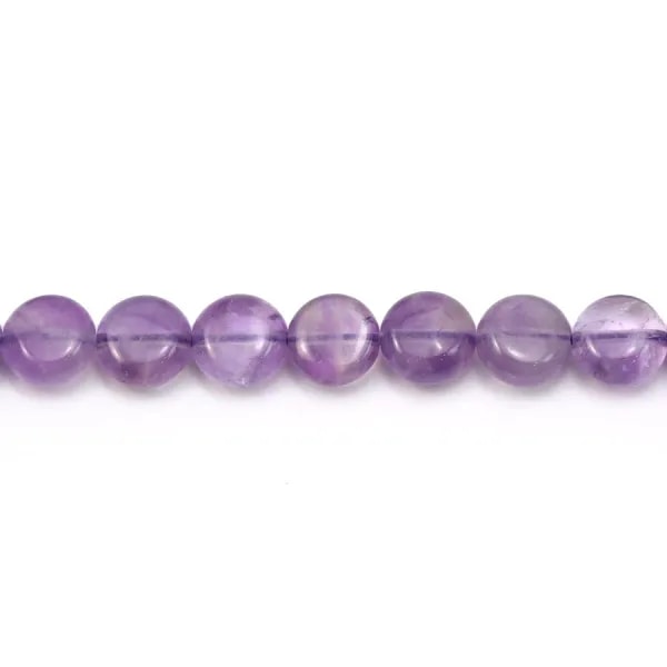 Améthyste violet claire ronde plate 8mm x 6pcs