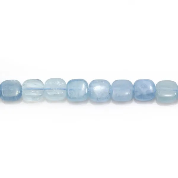 Aigue marine bleu, de forme carré 6mm x 4 pcs
