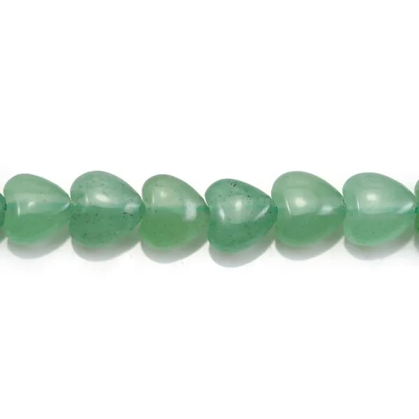 Aventurine green, in the shape of a flat heart, 8mm x 38cm