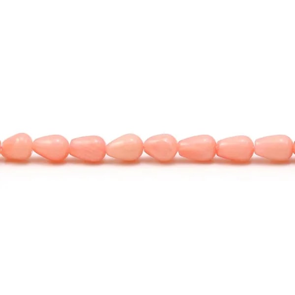Bambou de mer teinté orange, en forme de goutte, de taille 2x6mm x 40cm