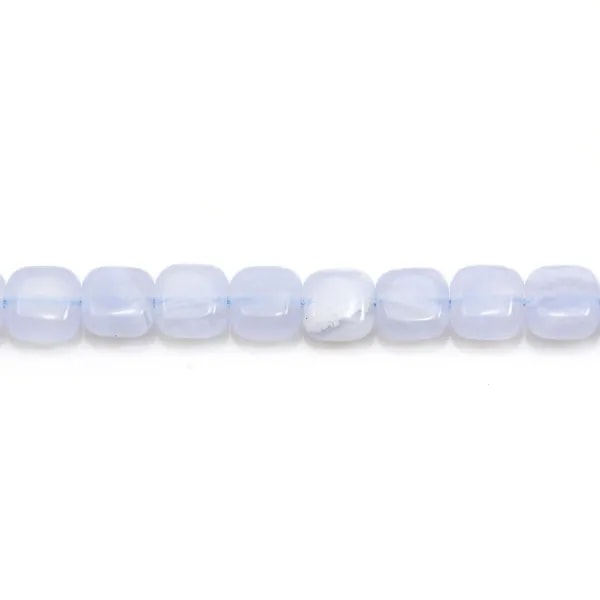 Calcédoine bleu, de forme carré 6mm x 6 pcs