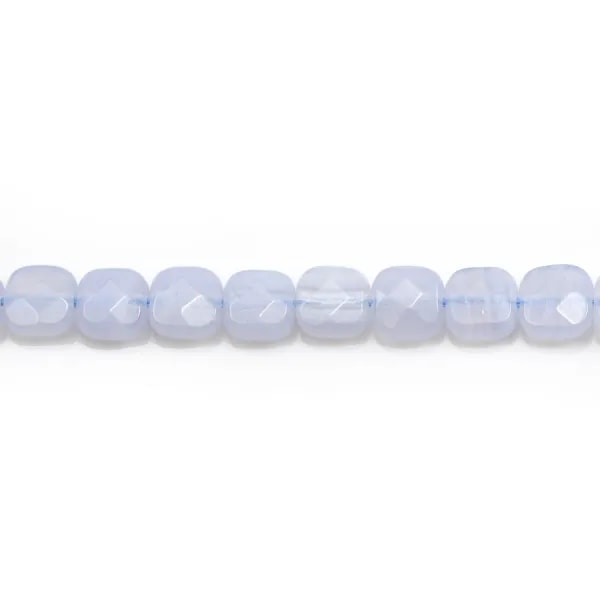 Calcédoine bleu, en forme de carré facetté 6mm x 4 pcs