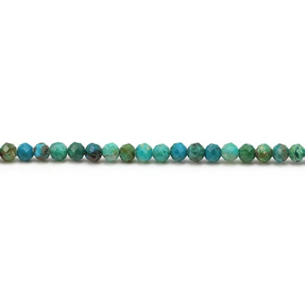 Chrysocolle, de forme ronde facetté, de taille 3mm x 40cm
