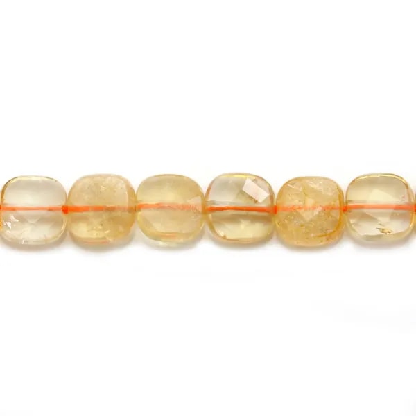 Orange sun stone, in a faceted squared shaped 8mm x 39cm