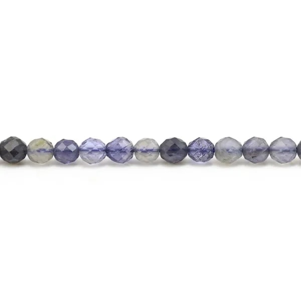 Iolite (cordiérite) couleur bleu-violet, de forme ronde facetté, de taille 4mm x 40cm
