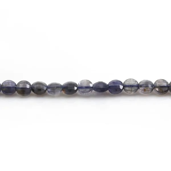 Cordierite (Iolite) de couleur violet, de forme rond plat facette, 4mm x 39cm