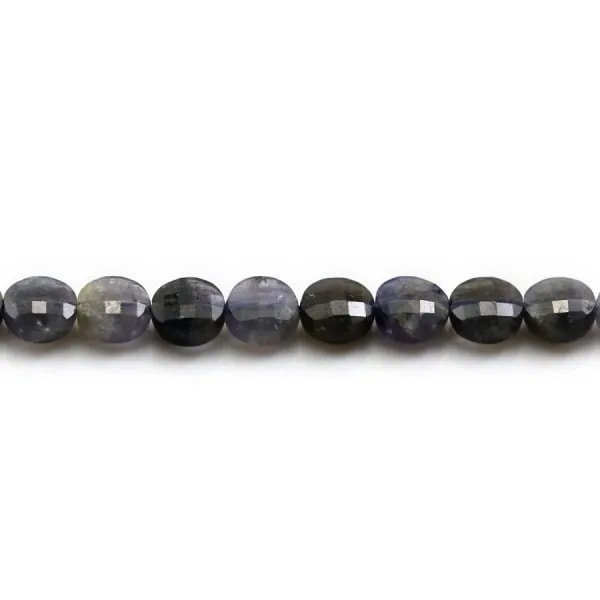 Cordiérite (Iolite) de forme rond plat facette, 6mm x 39cm