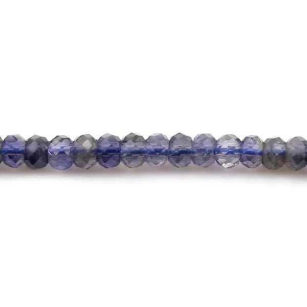 Cordierite (iolite) rondelle facettée 3-4mm x 40cm
