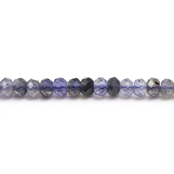 Cordierite (iolite) rondelle facettée 4mm x 40cm