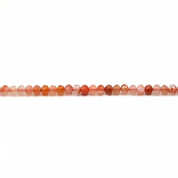 Cornaline orange, en forme de rondelle facetté, de taille 2x3.5mm x 40cm