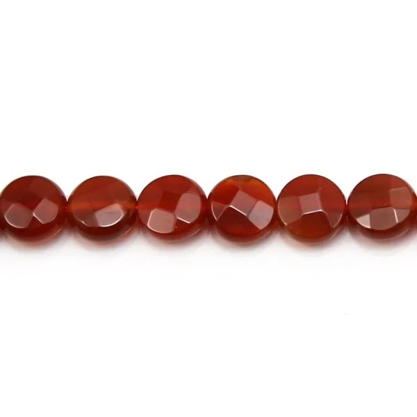 Cornaline ronde plate facette 8mm x 4pcs