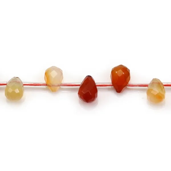 Cornaline Goutte Facette 8x10mm x 40cm