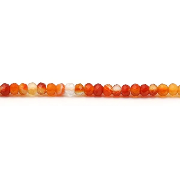 Cornaline orange en forme de rondelle facetté, de taille 2x3mm x 39cm