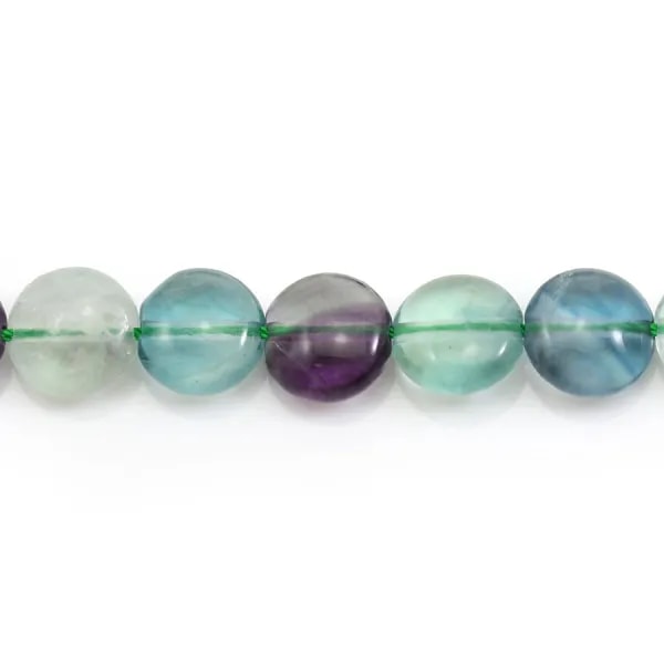 Fluorite de forme ronde plate 10mm x 40cm
