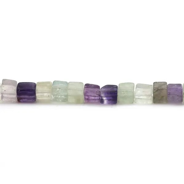 Fluorite multicolore, en forme de carré, 4mm x 40cm
