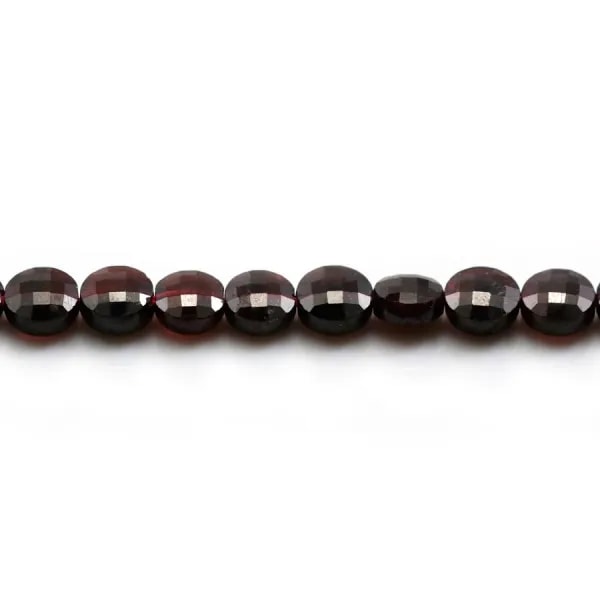 Grenat rond plat facette 6mm x 6pcs