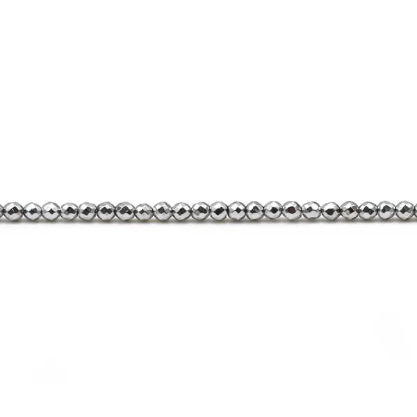 Hématite argenté ronde facette 2mm x 40cm