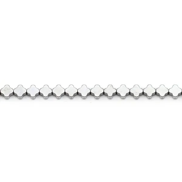 Hématite argenté trèfle 4mm x 40cm