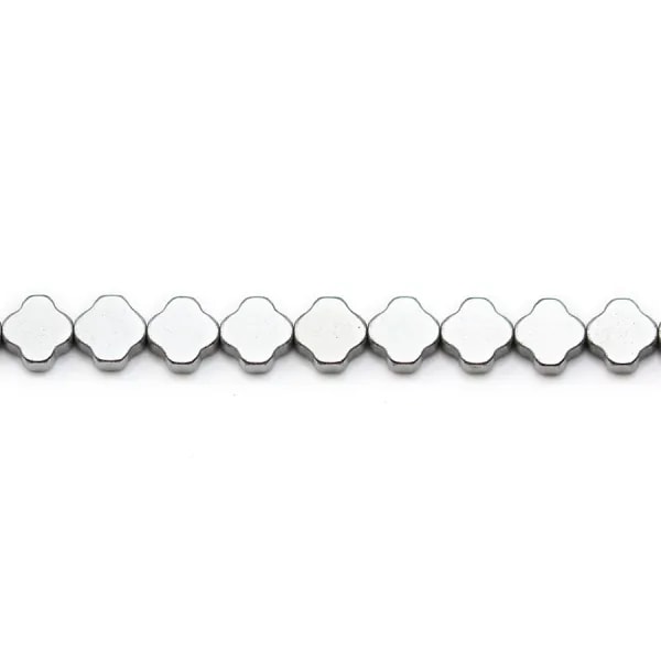 Hématite argenté trèfle 6mm x 40cm