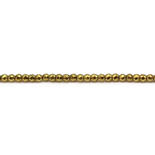 Hematite golden faceted round 2mm x 40 cm
