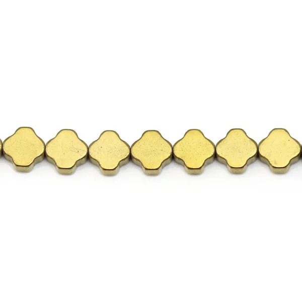 Hématite doré trèfle 8mm x 40cm