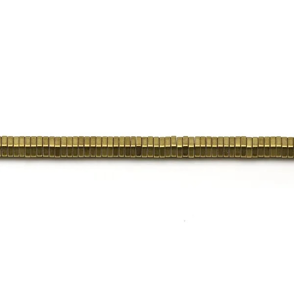 Hématite doré, en forme d'écrou de taille 4x1mm x 40cm