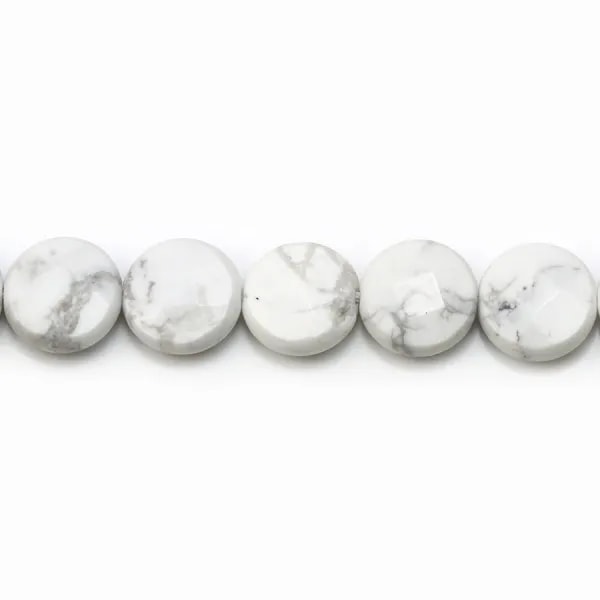 Howlite, de forme ronde facetté et plate, 10mm x 4pcs