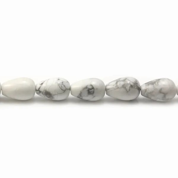 Howlite, en forme de goutte ronde lisse, 8 * 12mm x 4pcs