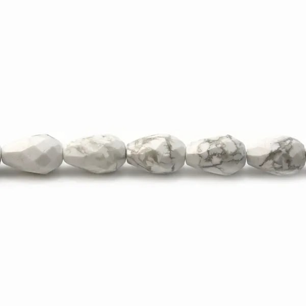 Howlite, in a faceted round drop shape, 8 * 12mm x 4pcs
