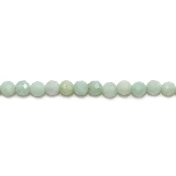 Natural jade, in the shape of a faceted round, 4mm x 14pcs