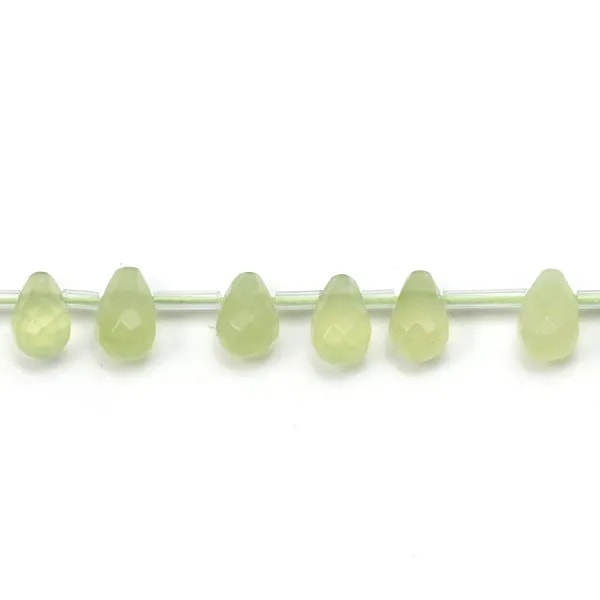 Jade jadeite, in the shape of a faceted drop, 6 * 9mm x 40cm