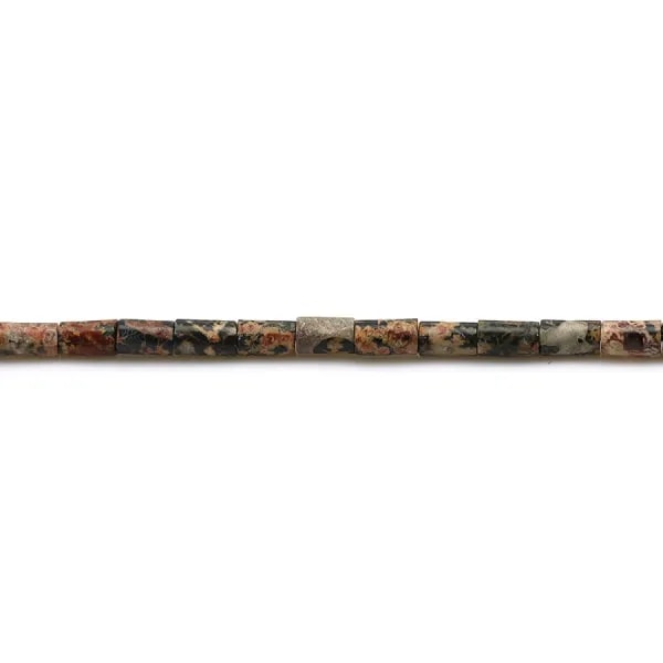 Jasper red leopard skin, in shape of a tube 2 * 4mm x 40cm