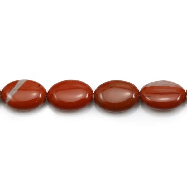 Jaspe de couleur rouge, de forme ovale, 10x14mm x 40cm