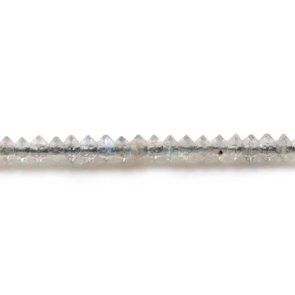 labradorite rondelle boulier facette 2x3mm sur fil 39cm