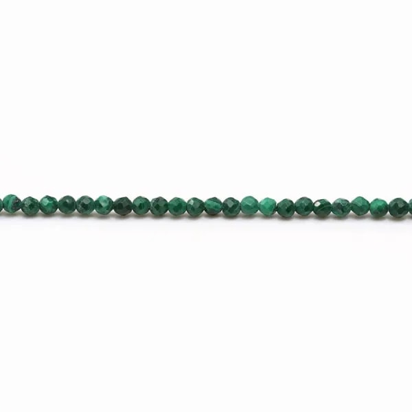 Malachite, de forme ronde et facetté, 2mm x 38cm