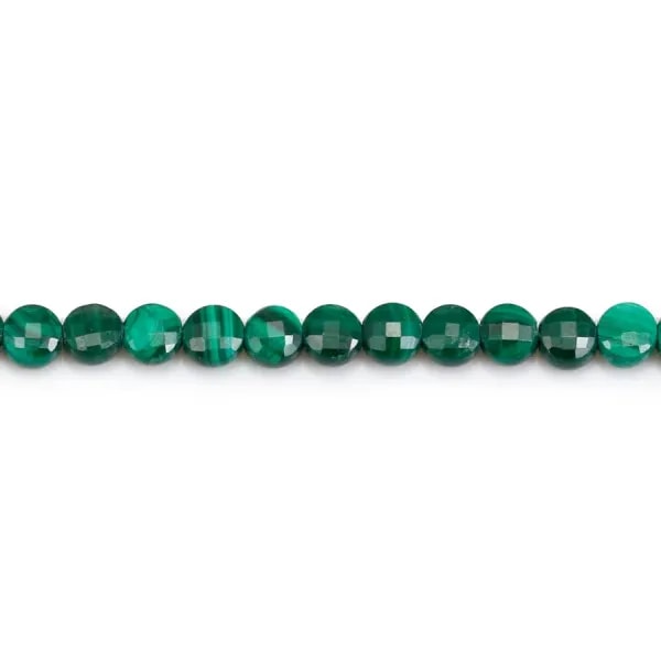Malachite, de forme ronde plate facetté, 4mm x 40cm