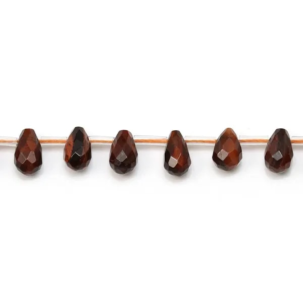 Oeil de taureau, en forme de goutte facetté 6x9mm x 4pcs