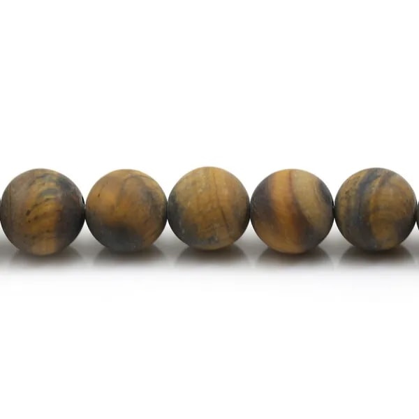 Œil de tigre matte de forme ronde 10mm x 6pcs