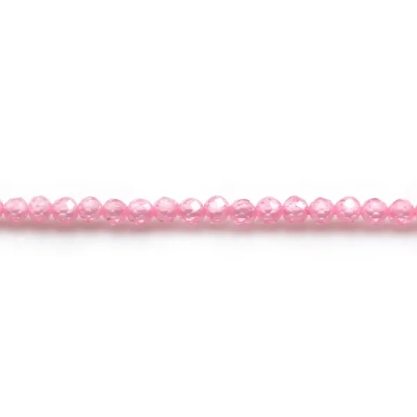 Quartz "strawberry", in round faceted shape, 2.5mm x 39cm