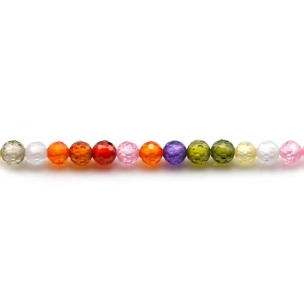 Quartz "strawberry", in round faceted shape, 2.5mm x 39cm
