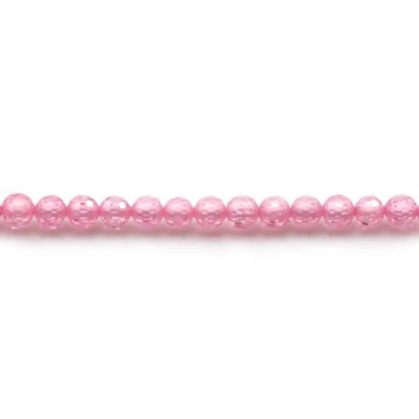 Oxyde de zirconium rond facette rosé 3mm x 40cm
