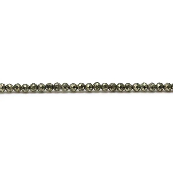 Pyrite round faceted 2mm x 40cm 
