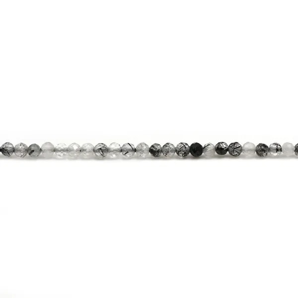 Quartz cheveux de venus, de forme ronde facetté, 2mm x 39cm