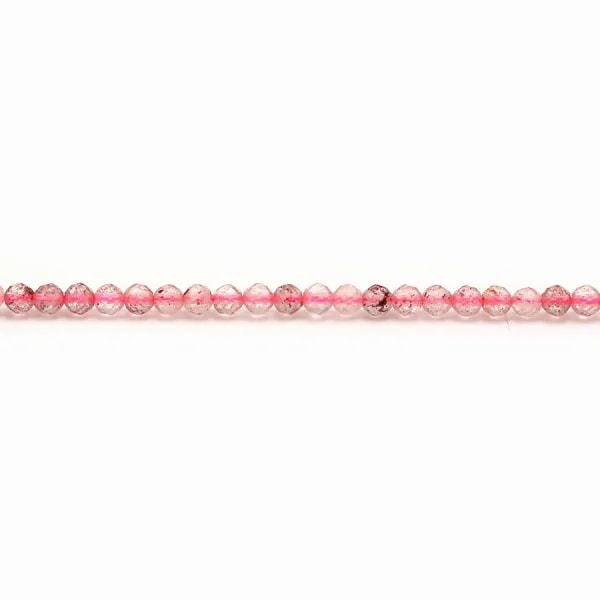 Faceted round rose quartz 2mm x 39cm