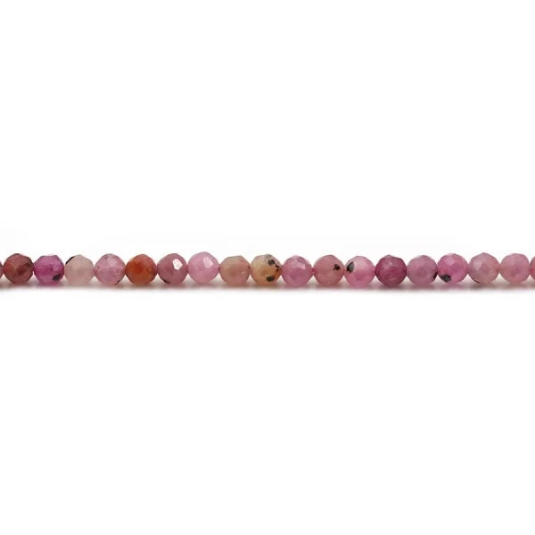 Rubis rouge, de forme ronde facetté, 3mm x 40cm